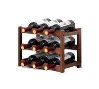 LOVSSU Portabottiglie da bar e portabottiglie in legno massello, impilabile, con piano tavolo, for champagne, arredamento for la casa(3 layers 9 bottles)