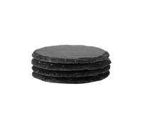 LOVSSU Sottobicchieri in ardesia, sottobicchieri in, quadrati, rotondi in pietra nera, for la casa, arredamento for bar(4 PCS Round)