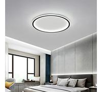 LOVTAL Rotonda LED Plafoniera, Nordica Moderna Ultrasottile Cerchio Lampada da Soffitto Montaggio Superficiale Metallo Luce Fixture per Soggiorno, Lampada da Camera,Black+3 Colour Light-40cm 48W