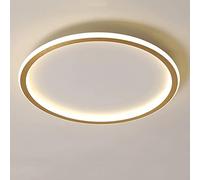 LOVTAL Rotonda LED Plafoniera, Nordica Moderna Ultrasottile Cerchio Lampada da Soffitto Montaggio Superficiale Metallo Luce Fixture per Soggiorno, Lampada da Camera,Gold+Natural White-40cm 48W