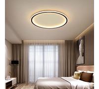 LOVTAL Rotonda LED Plafoniera, Nordica Moderna Ultrasottile Cerchio Lampada da Soffitto Montaggio Superficiale Metallo Luce Fixture per Soggiorno, Lampada da Camera,Black+Stepless Dimming-30cm 36W
