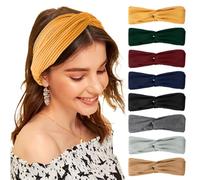 LOVUITEN Fasce per capelli da donna, elastiche per capelli da donna, con nodo attorcigliato, stile bohémien, antiscivolo, per yoga, allenamento, stile vintage, vita quotidiana, 8 pezzi