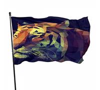 Low Poly Design Tiger Flag Decor 0,9 x 1,5 m animale re visione geometrica testa viso natura fauna selvatica poliestere stampato modello decorazione esterna per case e giardini