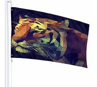Low Poly Design Tiger Flag Decor 3x5 Ft Animal King Geometric Vision Head Face Nature Wildlife Poliestere Motivo stampato Decorazioni per esterni per case e giardini