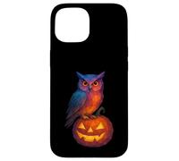 Low Poly Jack o Lanterna Gufo Strega Geometrica Halloween Custodia per iPhone 15