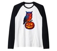 Low Poly Jack o Lanterna Gufo Strega Geometrica Halloween Maglia con Maniche Raglan