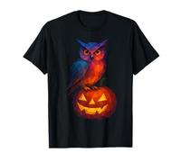 Low Poly Jack o Lanterna Gufo Strega Geometrica Halloween Maglietta