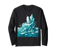 Low Poly Penguin Iceberg Geometric Arctic Graphic Maglia a Manica