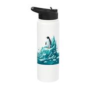 Low Poly Penguin Iceberg Geometric Arctic Graphic Stainless Steel Insulated Water Bottle