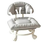 Low Rolling Stool with Back Support Heavy Duty Padded Seat Silent Casters