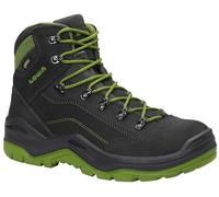 LOWA Renegade Work GTX Green Mid S3S CI - Scarpe antinfortunistiche da uomo e donna, in pelle/tessuto, punta in acciaio, leggere, sportive, nero/verde, 43 EU