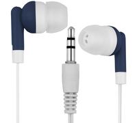 LowCostEarbuds.com Confezione da 25 auricolari/cuffie LowCostEarbuds blu scuro/bianchi - confezionati singolarmente