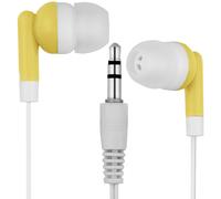 LowCostEarbuds Confezione da 25 auricolari/cuffie gialli/bianchi - confezionati singolarmente