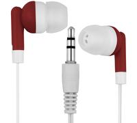 LowCostEarbuds Confezione da 25 auricolari/cuffie ROSSI/Bianchi - Confezionati singolarmente CB-RED25-WRAP-FBA