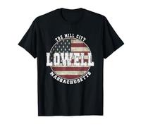 Lowell Massachusetts, Vintage Bandiera Americana Maglietta