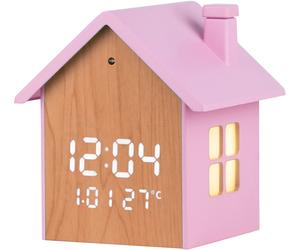 Lowell Orologio Casetta Sveglia Digitale a Led 9 x 10 x 7,5 Cm Rosa