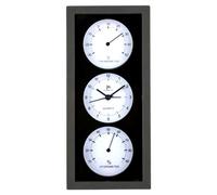 Lowell Orologio da parete (12x26cm) Con Termometro e Igrometro JUSTAMINUTE Nero