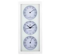 Lowell Orologio da Parete o Appoggio con Sveglia, Termometro e Igrometro 12 x 26 Cm Ass. Bianco, Nero o Grigio 1 Pz