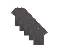Lower East LE105 Maglietta con Scollo Rotondo, Grigio (Antracite), M (Pacco da 5) Uomo
