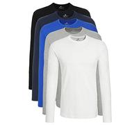 Lower East LE133, Maglietta a Maniche Lunghe Uomo, Nero/Blu (Scuro)/Blu (Reale)/Grigio (Chiaro Mélange)/Bianco, XL