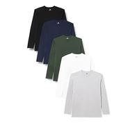 Lower East LE133, Maglietta a Maniche Lunghe Uomo, Nero/Verde (Scuro)/Blu (Scuro)/Grigio (Chiaro Mélange)/Bianco, XXL