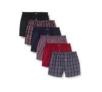 Lower East LE150 Boxer Americani, Blu (Navy)/Nero/Rosso (Bordeaux), XXL (Pacco da 6) Uomo