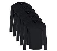 Lower East Maglietta a maniche lunghe con scollo a V, Uomo, Nero (confezione da 5), M