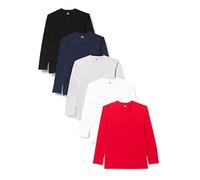 Lower East Maglietta a maniche lunghe con scollo a V, Uomo, Rosso (confezione da 5), 2XL