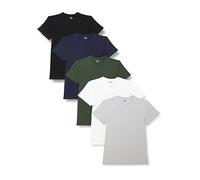 Lower East LE156 Maglietta, Nero/Verde Scuro/Blu Scuro/Grigio Chiaro mélange/Bianco (Confezione da 5 Pezzi), XL (Pacco da 5) Uomo