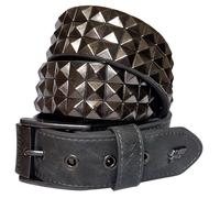Lowlife of London Belts - Cintura a piramide in pelle con 3 file di borchie, stile punk, gotico, rock, con borchie in metallo, rivetti a tre file per uomini e donne, Ardesia, 36" - 38" Waist (L)