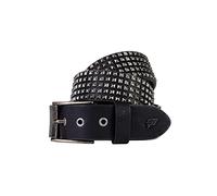 Lowlife of London Belts - Cintura in pelle termoretraibile a 5 file di piramide, con borchie, punk, gotico, rock, con rivetti a cinque file di borchie in metallo, per uomini e donne, Peltro nero, 40"
