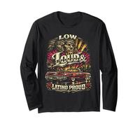 Lowrider Auto Low Loud Latino Proud Maglia a Manica