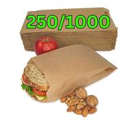Loxato 1000 Sacchetti Carta per Alimenti - Sacchetti Pane Carta Kraft - Buste Alimentari, Confetti, Biscotti Marrone 15x6,5x28cm