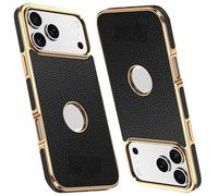LOXO CASE Custodia per iPhone 17 Pro Max/17 Pro/17 Air/17, Morbida Al Tatto, In Pelle Pu, Sottile, Antiscivolo, con Cornice Galvanica-Black||17 Pro