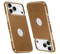 LOXO CASE Custodia per iPhone 17 Pro Max/17 Pro/17 Air/17, Morbida Al Tatto, In Pelle Pu, Sottile, Antiscivolo, con Cornice Galvanica-Brown||17 Air