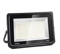 loyal 200W Proiettore LED 20000LM, Bianco Caldo 3000K Super Luminoso Faretto LED Esterno, Luce di Sicurezza IP65 Impermeabile Vetro Temperato a Grana Finale, LED Floodlight per Ingresso Terrazza