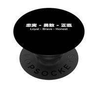 Loyal - Brave - Honest English & Japanese Quotes Version PopSockets PopGrip Adesivo
