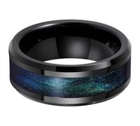 LOYAL MOON Un anello in oro tungsteno ispirato all'aurora boreale, che evoca l'impressione di essere adornato da innumerevoli stelle celesti., 9#, Tungsteno, Non pietra preziosa