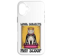 Loyal Subjects May Scoop - Lettiera divertente per gli amanti dei gatti Custodia per iPhone 16 Plus