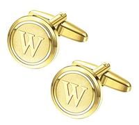 LOYALLOOK Gemelli neri iniziali per uomo personalizzati in rame gemelli lettera alfabeto A-Z regalo per padre marito, Metallo, rame.