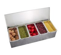 LoyaltyClivia Contenitore per ingredienti in acciaio inox, 5 griglie, contenitore per spezie, contenitore per gli ingredienti per barbecue, barattoli per spezie, mix gastronomia, accessori