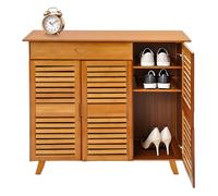LoyaltyClivia Scarpiera in bambù, con porte, organizer per scarpe, ideale per corridoio, bagno, soggiorno, corridoio, 96 x 33 x 90 cm