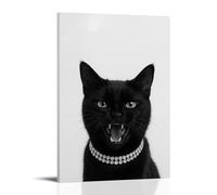 LOYANUKE Gatto nero Carino Animale Interno Wall Art Poster Decorazione Camera Pittura Estetica Interni Tela Pittura Pittura Olio Star Film Musica Album Poster