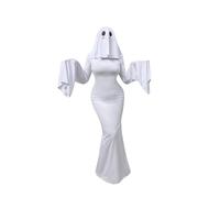 loyimioo Set di costume da sposa fantasma giocoso, vibrante vestito per Halloween, con tessuto elastico, per feste a tema, dolcetto o scherzetto, XL