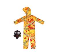 loyimioo Set di costumi pericolosi per Halloween giallo con maschera antigas Explorer Gioco di ruolo Set di costumi Scatena il tuo chimico interiore S