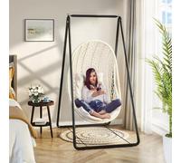 loyliawa Supporto per sedia a dondolo a forma di A, telaio pieghevole resistente, supporto in metallo per interni ed esterni, capacità 99,8 kg, sedia a dondolo non inclusa, nero