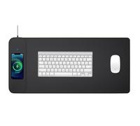 Loyobo Tappetino per mouse e tastiera da gioco, 15 W, 730 x 330 mm, ricarica rapida senza fili, tappetino per tastiera in pelle PU di grandi dimensioni, tappetino da scrivania da gioco antiscivolo,