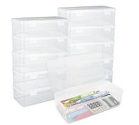 LOYORTY 12 astucci in plastica con coperchi, organizer trasparente, astuccio medio in plastica per progetti artistici, pastelli, perline, gioielli e oggetti artigianali (lunghezza 19 x larghezza 9 x
