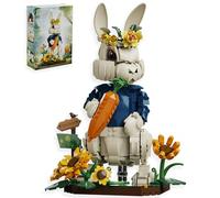 Loyratche Set di blocchi da costruzione per coniglietti pasquali, compatibili con Lego, Creator Rabbit Toys con base di visualizzazione di carote e girasole, regalo creativo per adulti e ragazze