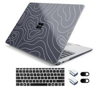 Loyrina Custodia per laptop Microsoft Surface Copilot+ PC 2024 (7a Ed) Guscio rigido estetico trasparente, con copertura per tastiera in TPU e adattatori OTG, pacchetto 6 in 1, topografia